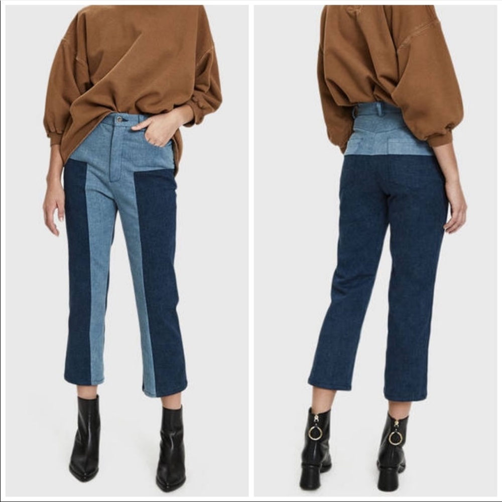 Rachel Comey Bismark Two-Tone Denim Cropped Pants